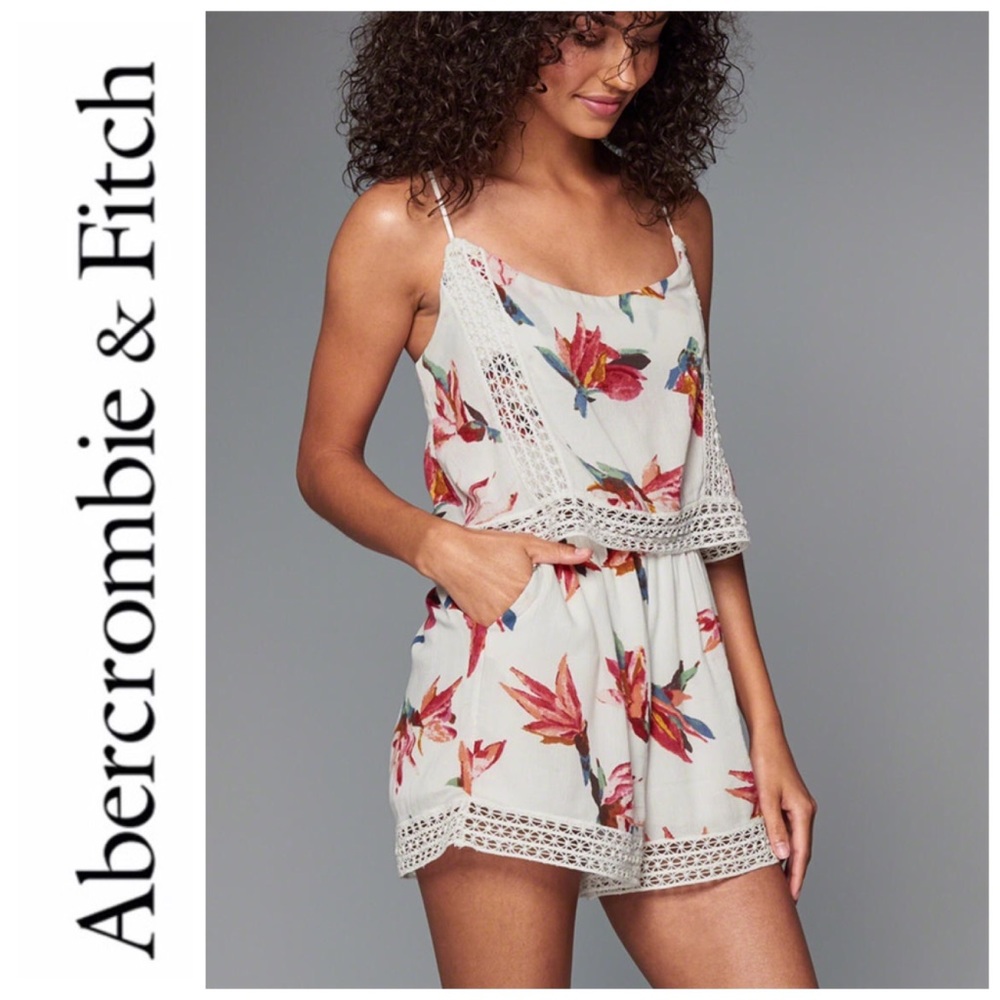 A&F Lace Trim Overlay Romper